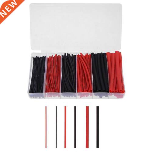 190Pcs  Sizes Red Black Polyolefin Shrinkage Ratio 2:1 Insu
