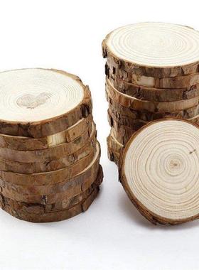 20Pcs Unfinished Wood Slices with Bark for Crafts Wood Kit C