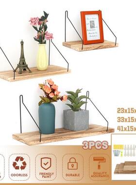 3Pcs Nordic Wall-hung Wooden Decorative Wall Shelf Sundries