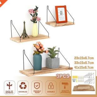 3Pcs Nordic Wall-hung Wooden Decorative Wall Shelf Sundries