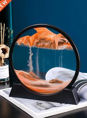 7/12inch Moving Sand Art Picture Round Glass 3D Deep Sea San
