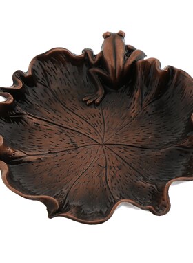 Lotus Leaf with Frog Retro Red Alloy Teacup Coaster Coffee C