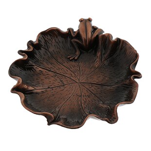 Lotus Leaf with Frog Retro Red Alloy Teacup Coaster Coffee C