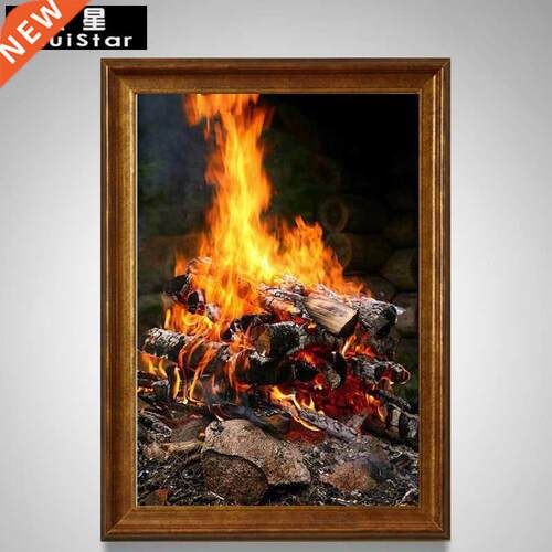 2016 New 5D DIY Diamond Painting Warm Firewood Combustion E