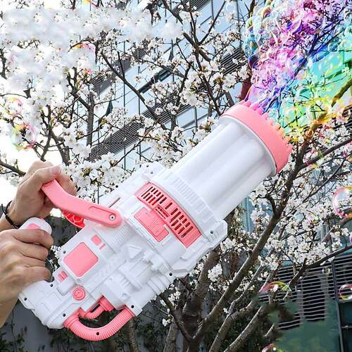 2022 New Kids Gatling Bubble Gun Toy 88-Hole Charging Electr