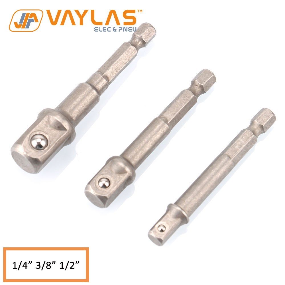 3Pcs 1/2'' 3/8'' 1/4'' Extension Bar Rod Accessories Nut Dr