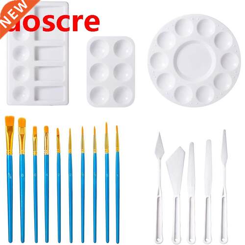 18 Pcs Art Painting Sets Palette Set with 10 Brushes 3 Palle
