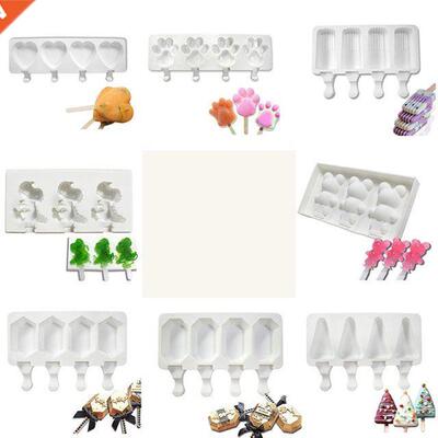 4 Cavities Oval Ice Cream Silicone Mold Jelly Chocolate Pops