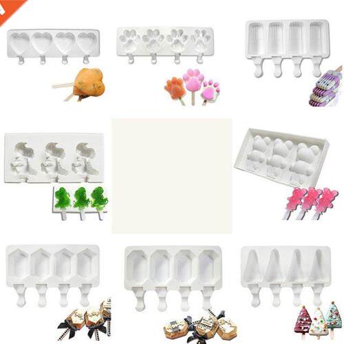 4 Cavities Oval Ice Cream Silicone Mold Jelly Chocolate Pops