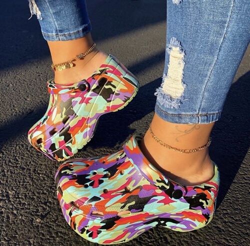 summer New Woman leopard Shoes Hole Slippers High Heel Sanda