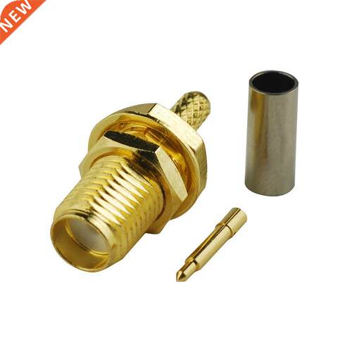 2Pcs RP SMA Female Bulkhead Nut RF Connector SMA AdapterGold