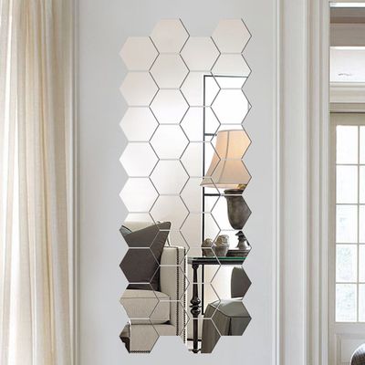 12Pcs 3D Mirror Wall Sticker Home Decor Hexagon Decorations