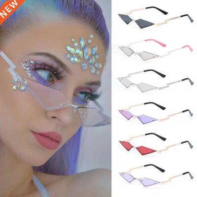 Fashion Sunglasses Women Retro Rimless Diamond Shape True Fi