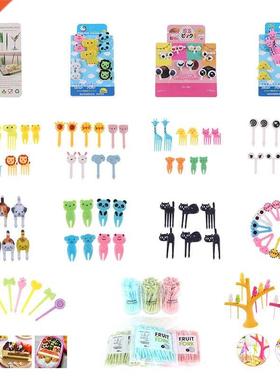 2-100pcs Mini Animal Farm Cartoon Food Picks Children Snack