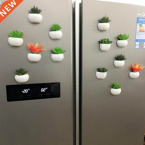 1pc Fridge Blackboard Magnet Sticker Artificial Potted Succu