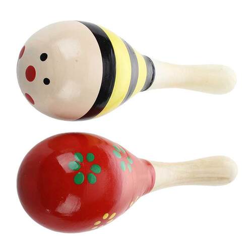2 X Wood Maracas Musical Instrut Toy Kids