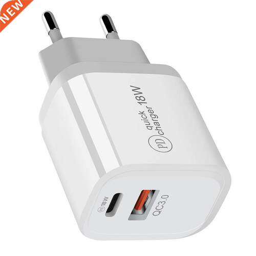 18W PD QC .0 Dual USB Charger Quick Charge EU US EU AU Plug