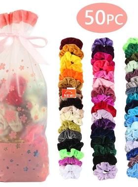 50/40 Pcs Soft Chiffon Velvet Satin Hair Scrunchie Floral