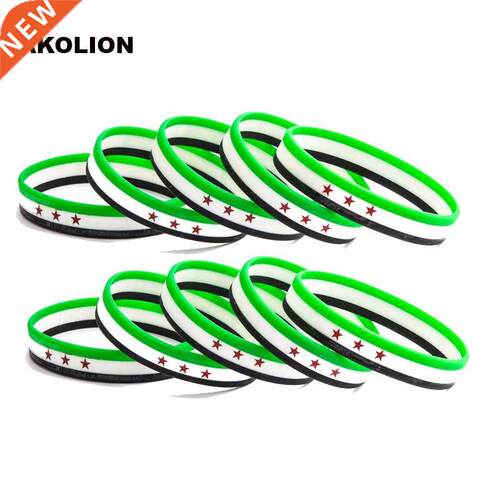 Syria Flag Silicone Rubber Bracelets Sports Wrist Band Bang