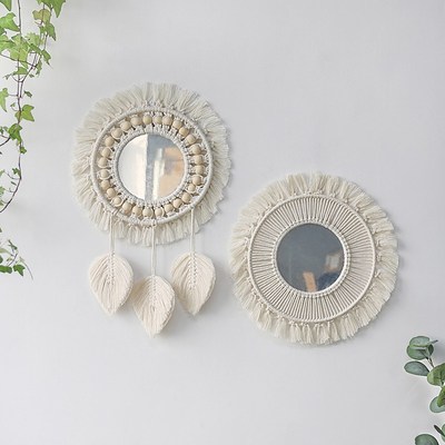 Round Macrame Mirror Decorative Wall Mirrors Boho Home Decor