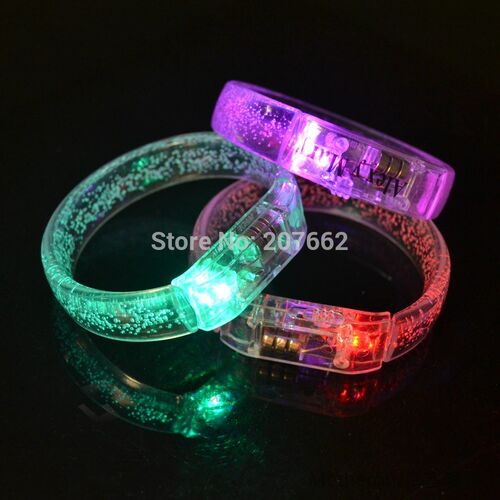 Acrylic Glowing ni LED Light p Flash Bracelet Bangle Wrist B