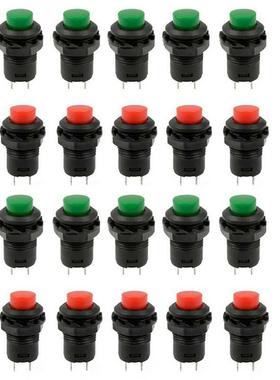 20 Pcs 1.2inch Thread Green & Red Cap SPST Latching Type