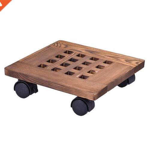 10 Inch Rling Wooden Planter Caddy Potted Plant Stand With