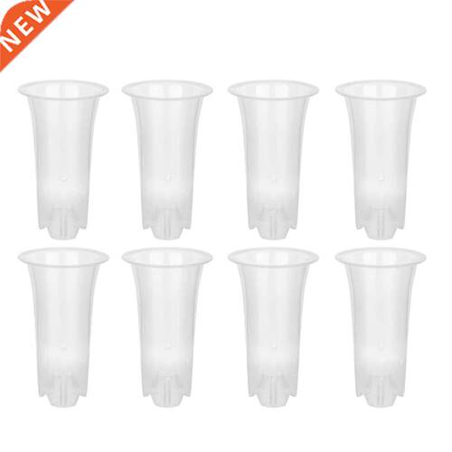 5 Inch 8Pcs Clear Flower Pot Planter Plastic Orchid Pot with