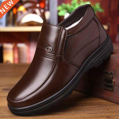 Genuine Leather Shoes Men Winter Boots Warm Cotton Shoes for