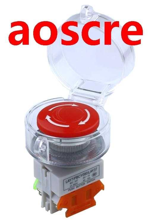 22mm Mushroom Latching Emergency Stop Push Button Switch Wit