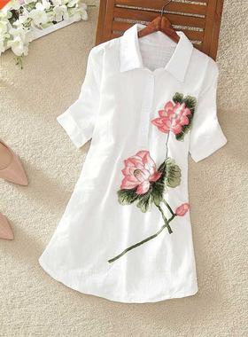 Whte Long Shrt Women Offce Blouse Plus sze Cotton Lnen