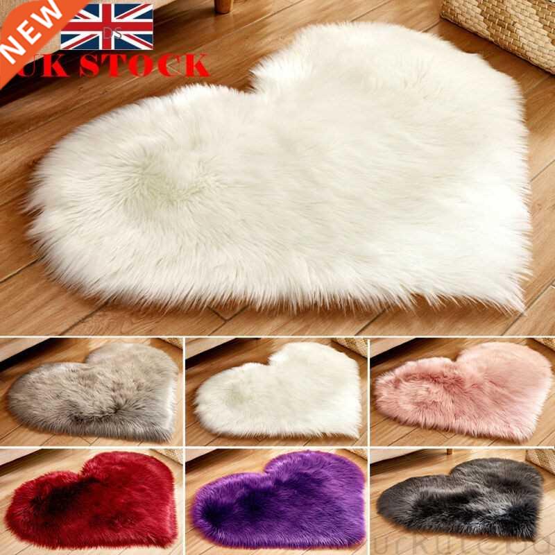 Bedroom Carpet Floor-Mat Fluffy-Rug Faux-Fur Heart-Shaped Ha