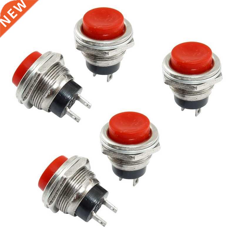 5 Pcs SPDT Red Round Momentary Push Button Switch 3A 125V 1.