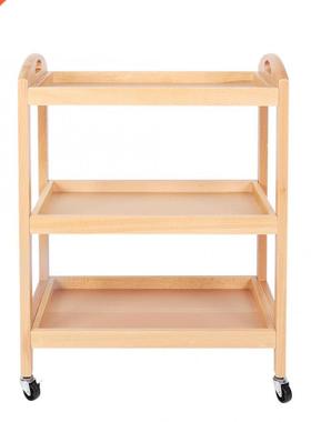 Household Kitchen 3-Tier Beech Cart Rolling Gadget Trolley M