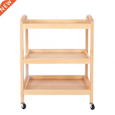 Household Kitchen 3-Tier Beech Cart Rolling Gadget Trolley M