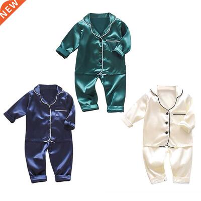 Children's pajamas set Toddler Boys Girls Ice silk satin