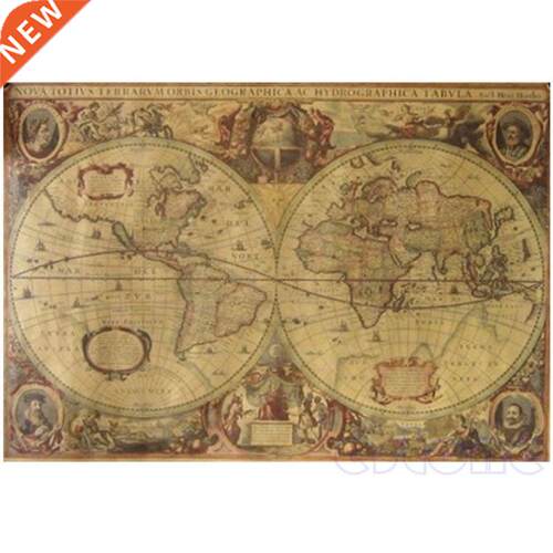 71x50cm Retro Vintage Old Globe World Map Matte Brown Paper