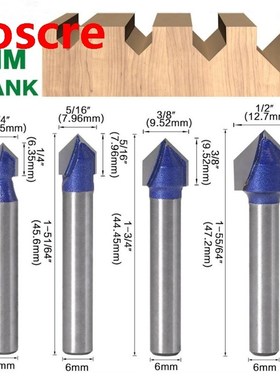 6mm Shank 90 Degree V Type Groove Flush Trimming Router Bit