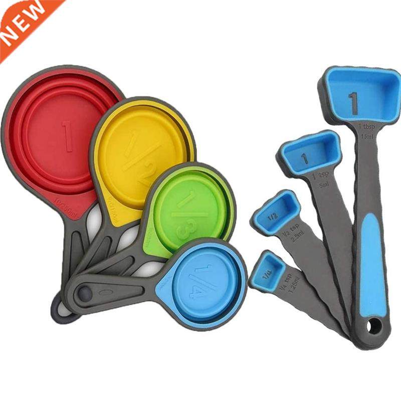 Foldable Silicone Measuring Cups And Measuring Spoons Set, M