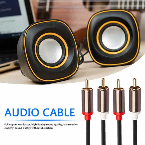2 RCA to 2 RCA Cable Male to Male Audio Cord Lightweight Am