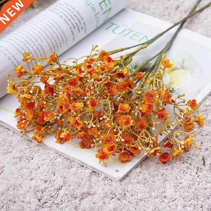 fall babysbreath branch flower arrangement fake plants artif