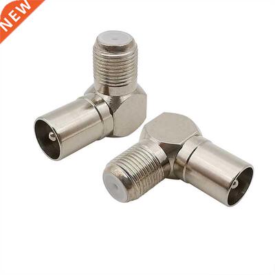 2Pcs TV Male to F Female TV Aerial Right Angle Connector 90