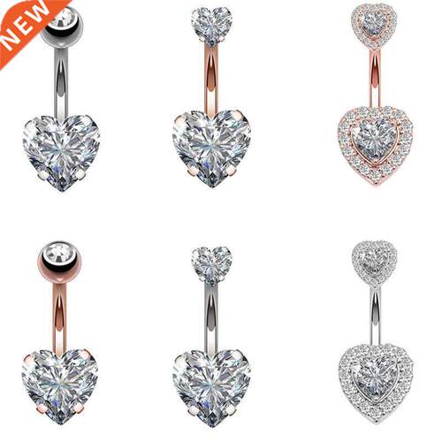 1PC Steel Belly Button Rings Crystal Piercing Navel Heart St