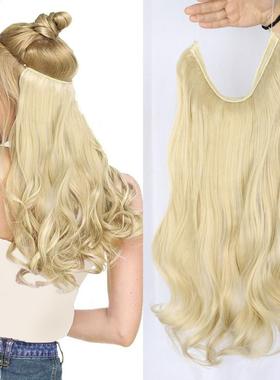 Vigorous Synthetic No Clip Long Wave Halo Hair Extensions Fi