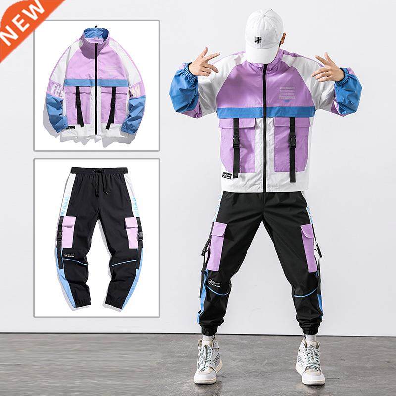 2022 Hip Hop Workwear jacket Mens Tracksuit Jacket+Pants 2PC