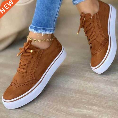 Women Shoes Lace Up Ladies Flats Flock Female 2021 Spring V