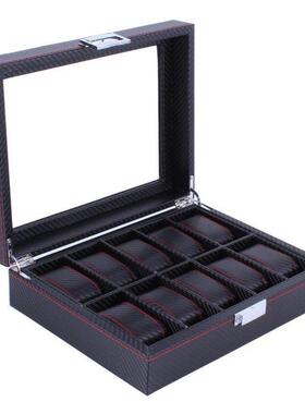 2/6/10/12 Girds Leather/Carbon Fiber Luxury Watch Box Jewelr