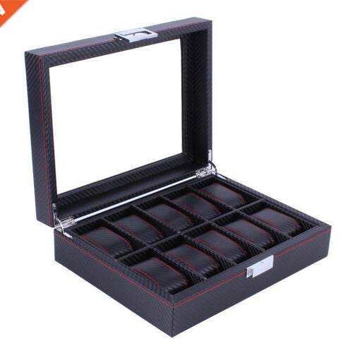 2/6/10/12 Girds Leather/Carbon Fiber Luxury Watch Box Jewelr