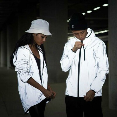 Hot Men's Full Reflective Jacket Light Hoodies Women Jackets
