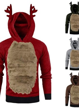 Sweater Christmas Women Men Elk Ear Funny Sweaters Pullovers